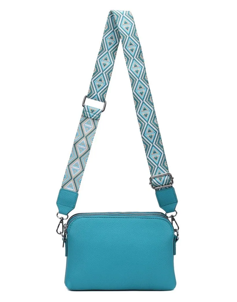 ITALYSHOP24 Schultertasche Damen Tasche Bodybag Umhängetasche Crossbody Brusttasche Handtasche, Crossover Muster Taschengurt Smartphone Geldtasche Abend Handy Clutch