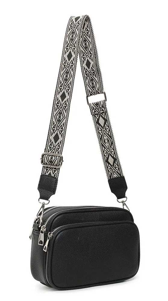 ITALYSHOP24 Schultertasche Damen Tasche Crossbody Umhängetasche CrossOver Brusttasche Body Bag, Crossover Leder Optik Handytasche Abendtasche Shopper Henkeltasche