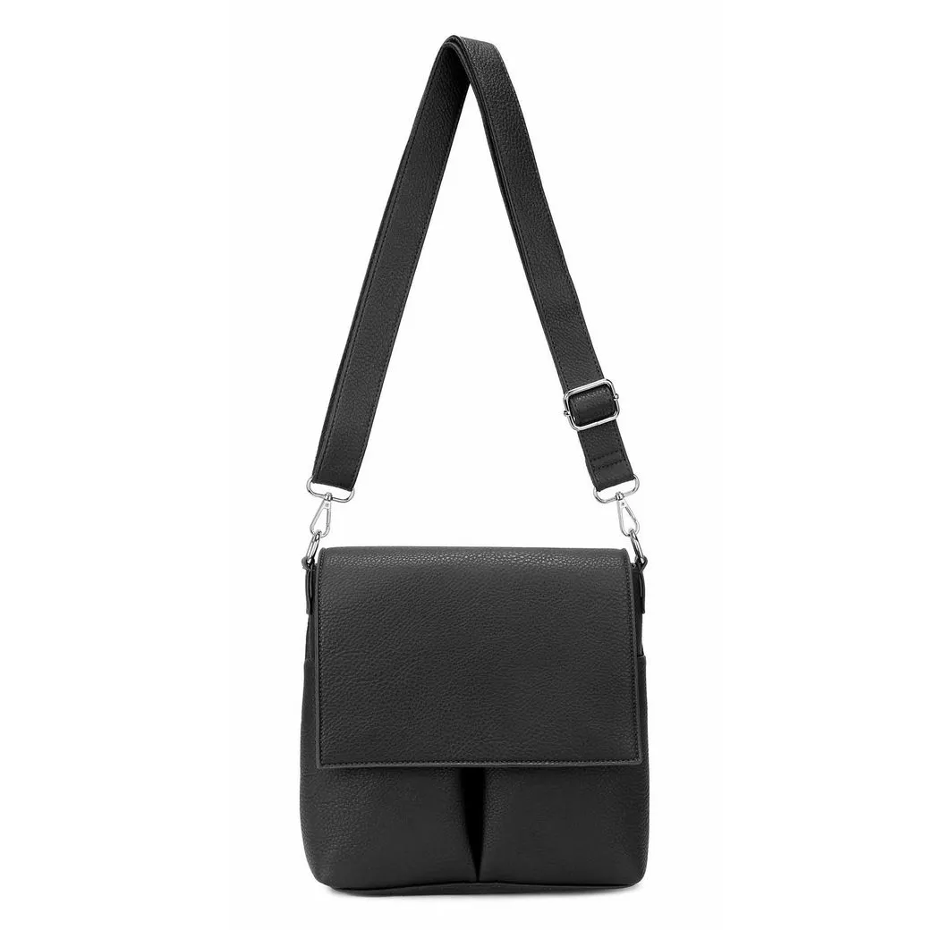 ITALYSHOP24 Schultertasche Damen Tasche Crossbody Umhängetasche Shopper Tablettasche Messenger, CrossOver Handtasche Unisex Bodybag Überschlagtasche Leder Optik Reise