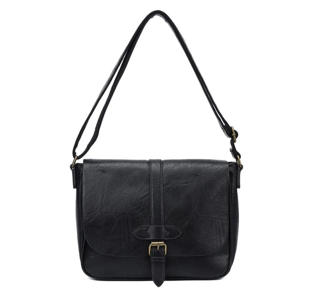ITALYSHOP24 Schultertasche Damen Tasche Messenger Crossbody Überschlagtasche Tablet Shopper, CrossOver Umhängetasche Handtasche Bodybag Tablettasche Leder Optik