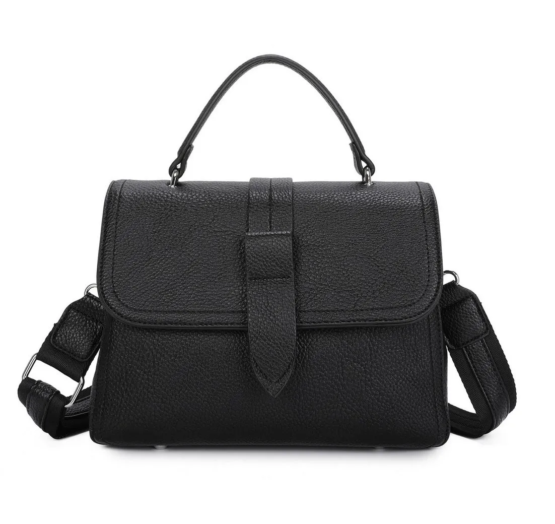 ITALYSHOP24 Schultertasche DAMEN TASCHE MINI Shopper Bodybag Umhängetasche Clutch Crossover klein (Spar-Set:Tasche mit Gurt, silber Details, 2-tlg), Crossbag Messenger Handy Smartphone Freizeit Abend Damentasche Reise