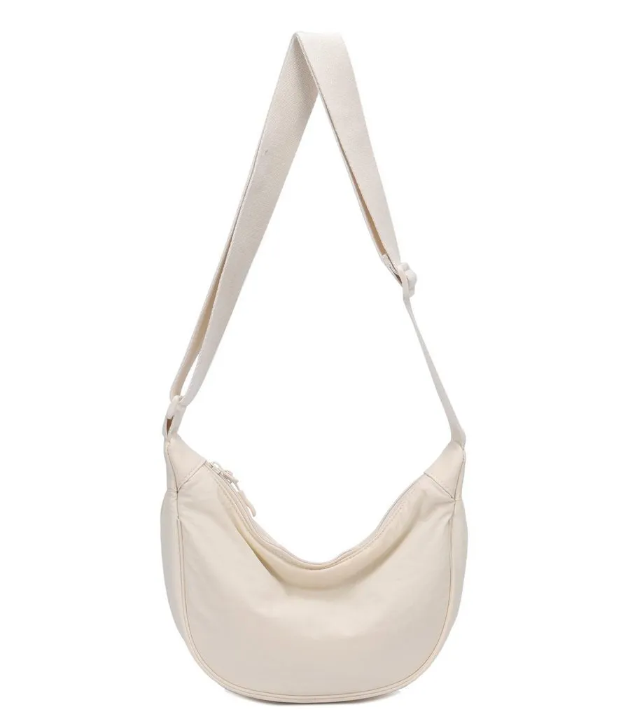 ITALYSHOP24 Schultertasche Damen Tasche Runde Brusttasche MOON Bag CrossBody Crossover Nylon, Umhängetasche Hüfttasche Slingntasche Reise sportlich-modernen Look
