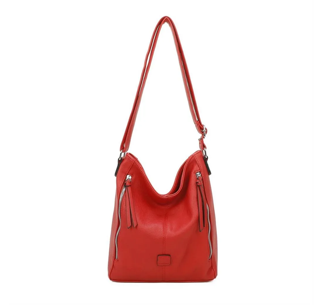 ITALYSHOP24 Schultertasche Damen Tasche Shopper Crossbody CrossOver Bodybag, als Handtasche, Umhängetasche, Hobo Bag tragbar