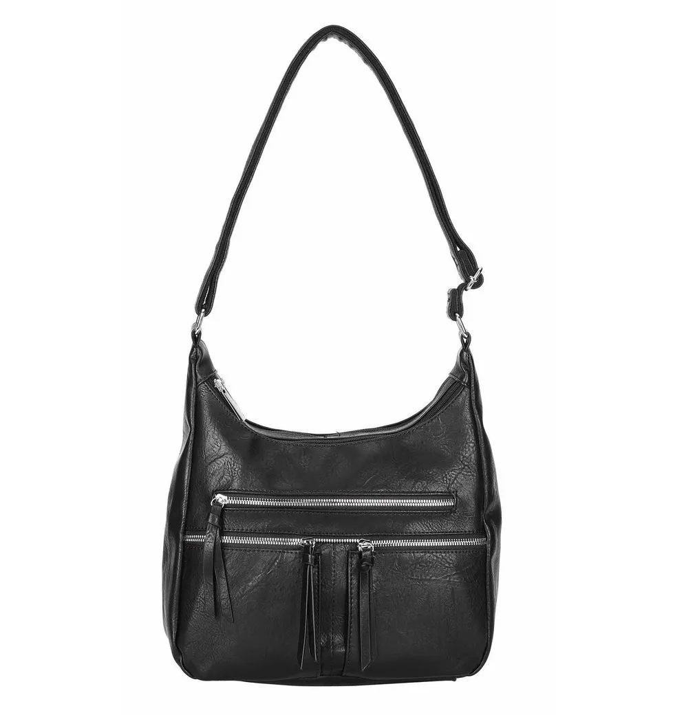 ITALYSHOP24 Schultertasche Damen Tasche Shopper Crossbody Umhängetasche Leder Optik City Bag, CrossOver Handtasche Henkeltasche Freizeit Damentasche Hobo Bag