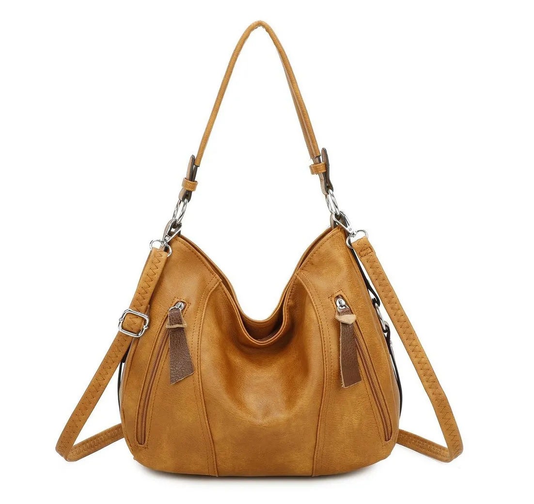 ITALYSHOP24 Schultertasche Damen Tasche Shopper Hobo-Bag Crossbody CrossOver, als Handtasche, Umhängetasche, Shopper tragbar
