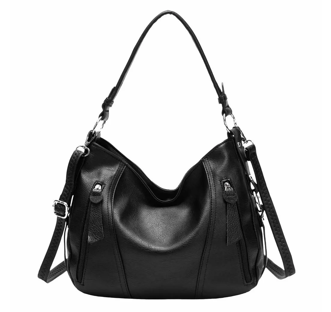 ITALYSHOP24 Schultertasche Damen Tasche Shopper Hobo-Bag Crossbody CrossOver, als Handtasche, Umhängetasche, Shopper tragbar