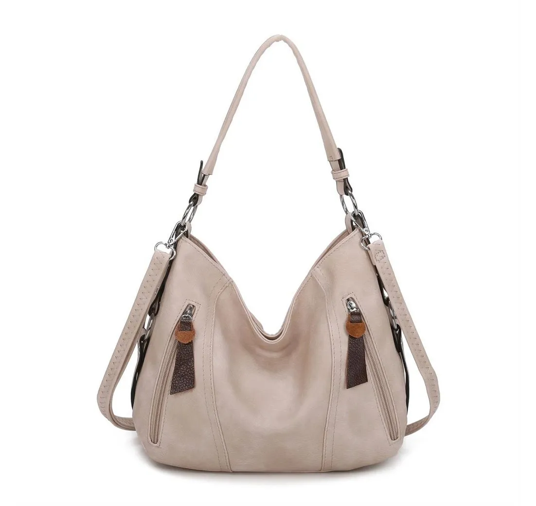 ITALYSHOP24 Schultertasche Damen Tasche Shopper Hobo-Bag Crossbody CrossOver, als Handtasche, Umhängetasche, Shopper tragbar