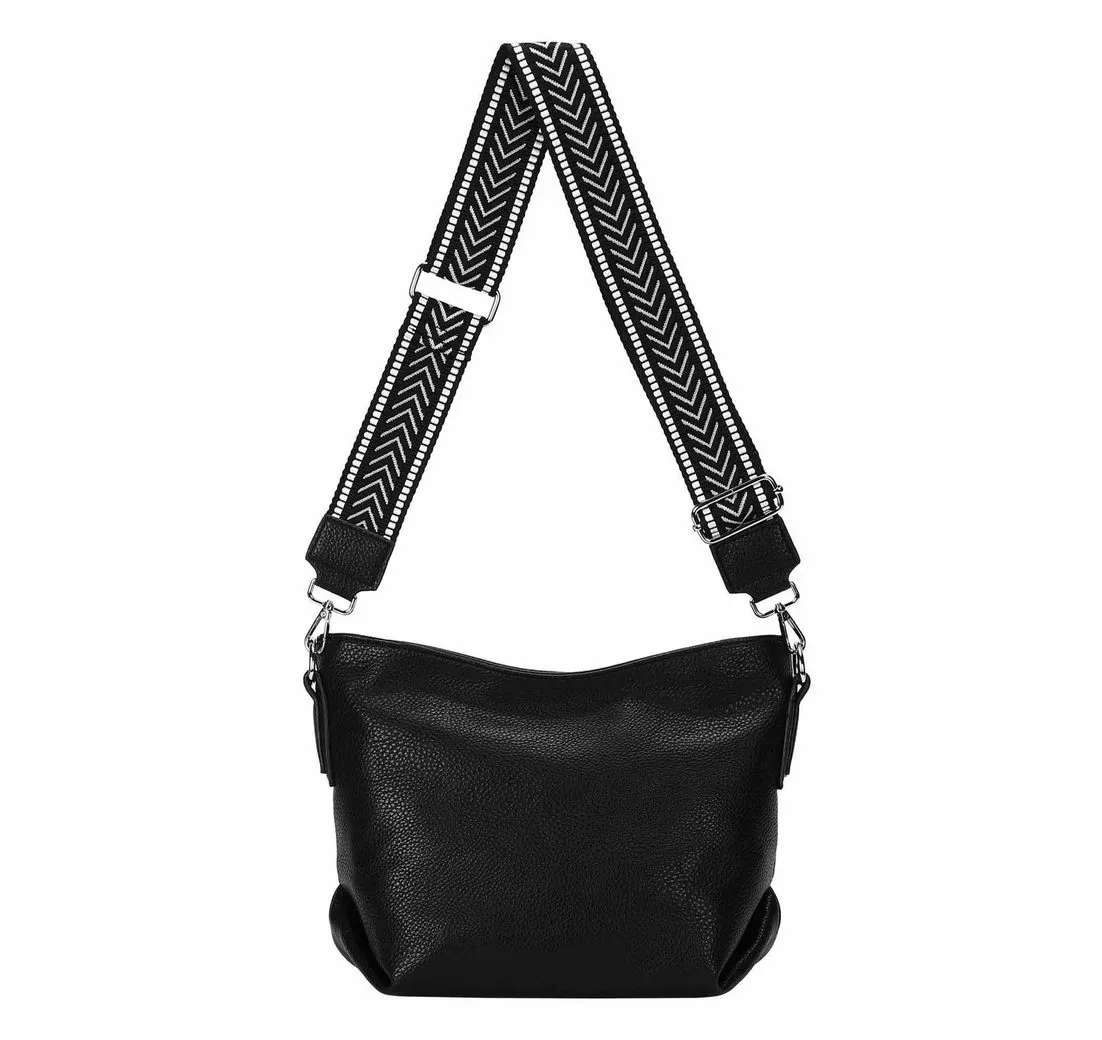 ITALYSHOP24 Schultertasche Damen Tasche Shopper HOBO Cross Over Body Bag Umhängetasche Weekender, große 3xFach geteiltes Hauptfach, Freizeit Abend Urlaub, Leder Optik