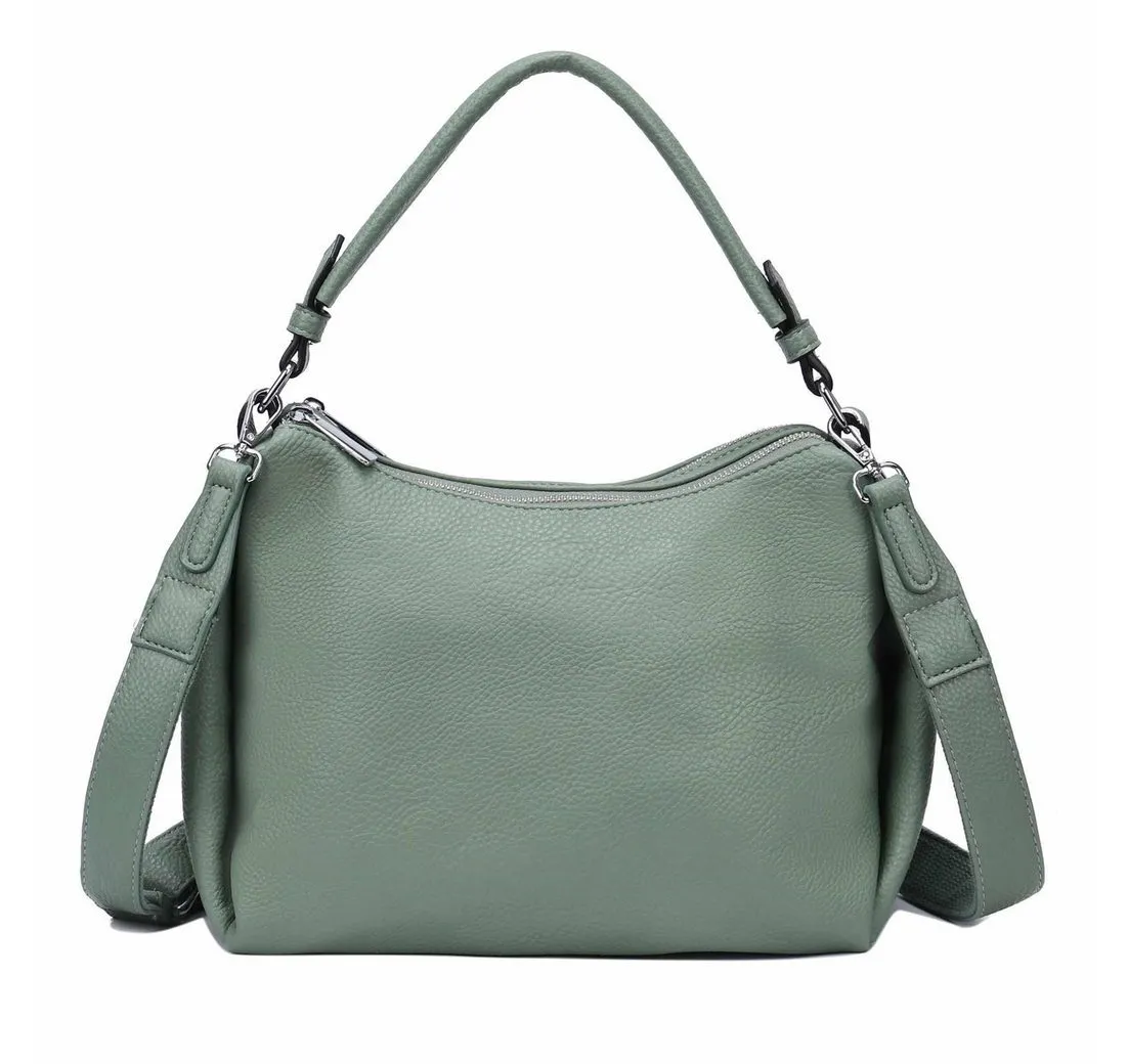 ITALYSHOP24 Schultertasche DAMEN TASCHE SHOPPER Umhängetasche Crossover Hobo Bag Leder Optik (Spar-Set: Tasche mit 2 Gürtel. Zusatz Stoffgurt/Umhängeband, mit Schultergurt), Henkeltasche Reisetasche Crossbag für Büro Freizeit Urlaub BodyBag