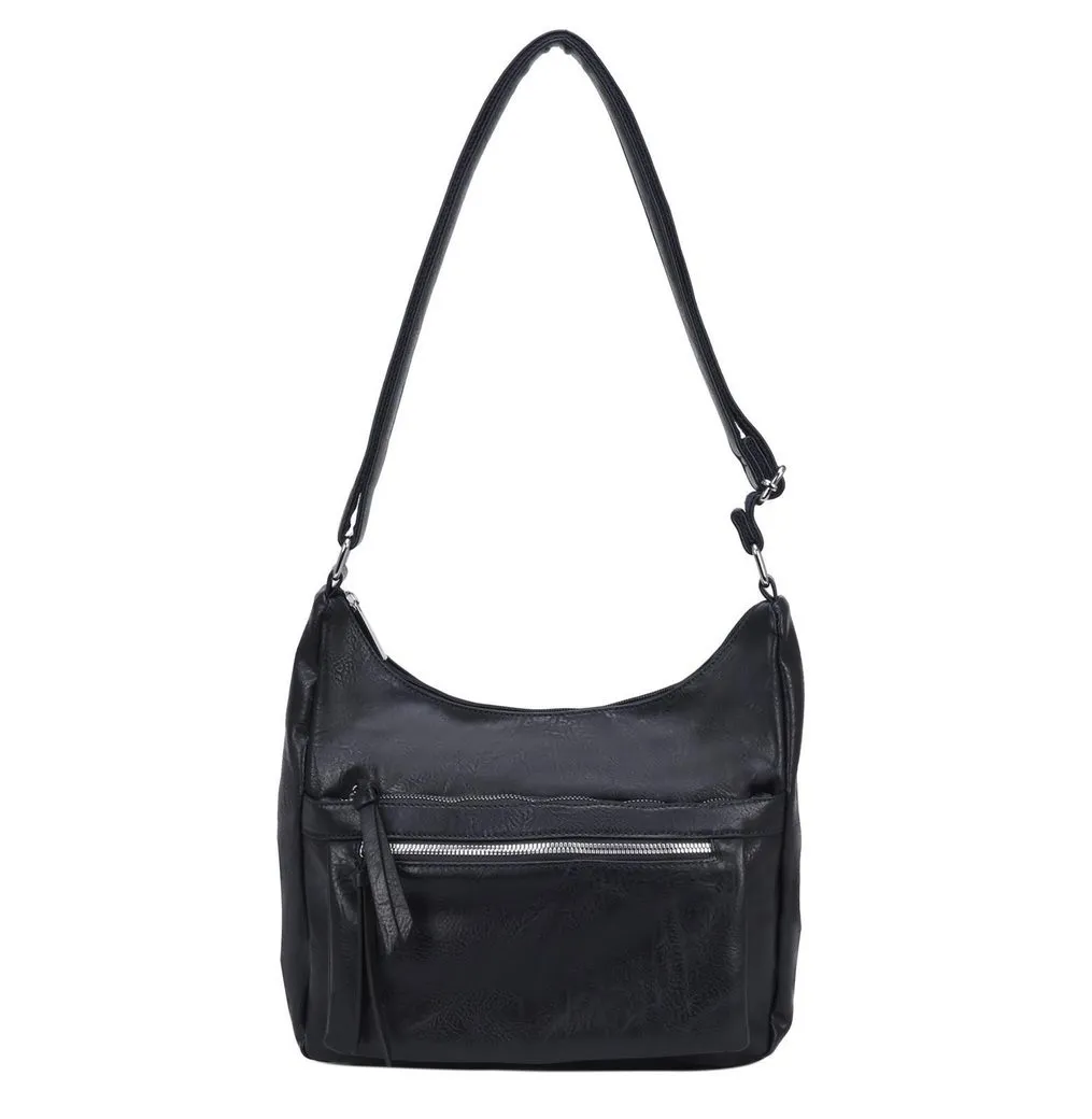 ITALYSHOP24 Schultertasche Damen Tasche Shopper Umhängetasche Crossbody Handtasche City Bag Reise, Hobo Bag CrossOver Henkeltasche Freizeit Damentasche Leder Optik