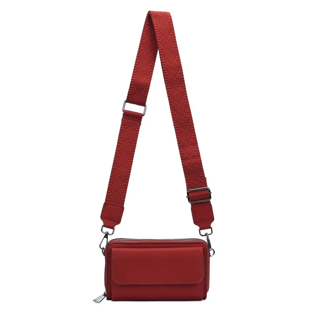 ITALYSHOP24 Schultertasche Damen Umhängetasche CrossBody Clutch Brusttasche Geldbörse Handytasche (einer Tasche mit einem breitem Muster Stoffgurt/Umhängeband), Bodybag Geldtasche Muster Taschengurt, leicht Gewicht