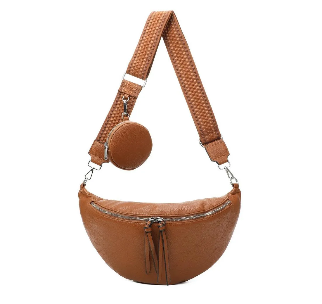 ITALYSHOP24 Schultertasche Damen XXL Tasche CrossBody Body Bag Brusttasche, als CrossOver, Umhängetasche tragbar, Hüfttasche