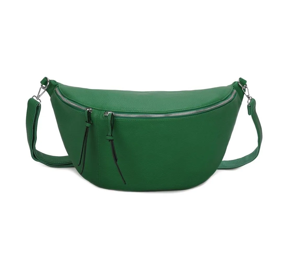 ITALYSHOP24 Schultertasche Damen XXL Tasche CrossBody Body Bag Bauchtasche, als CrossOver, Umhängetasche tragbar, Hüfttasche