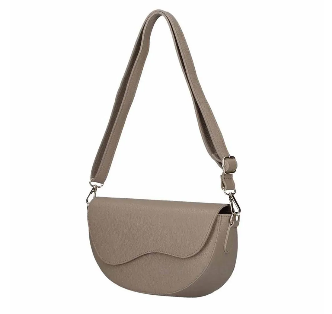 ITALYSHOP24 Schultertasche MADE IN ITALY DAMEN echt LEDER TASCHE Satteltasche Cross Over Body Bag, Saddle Clutch Umhängetasche Brusttasche unverwechselbare Design leicht