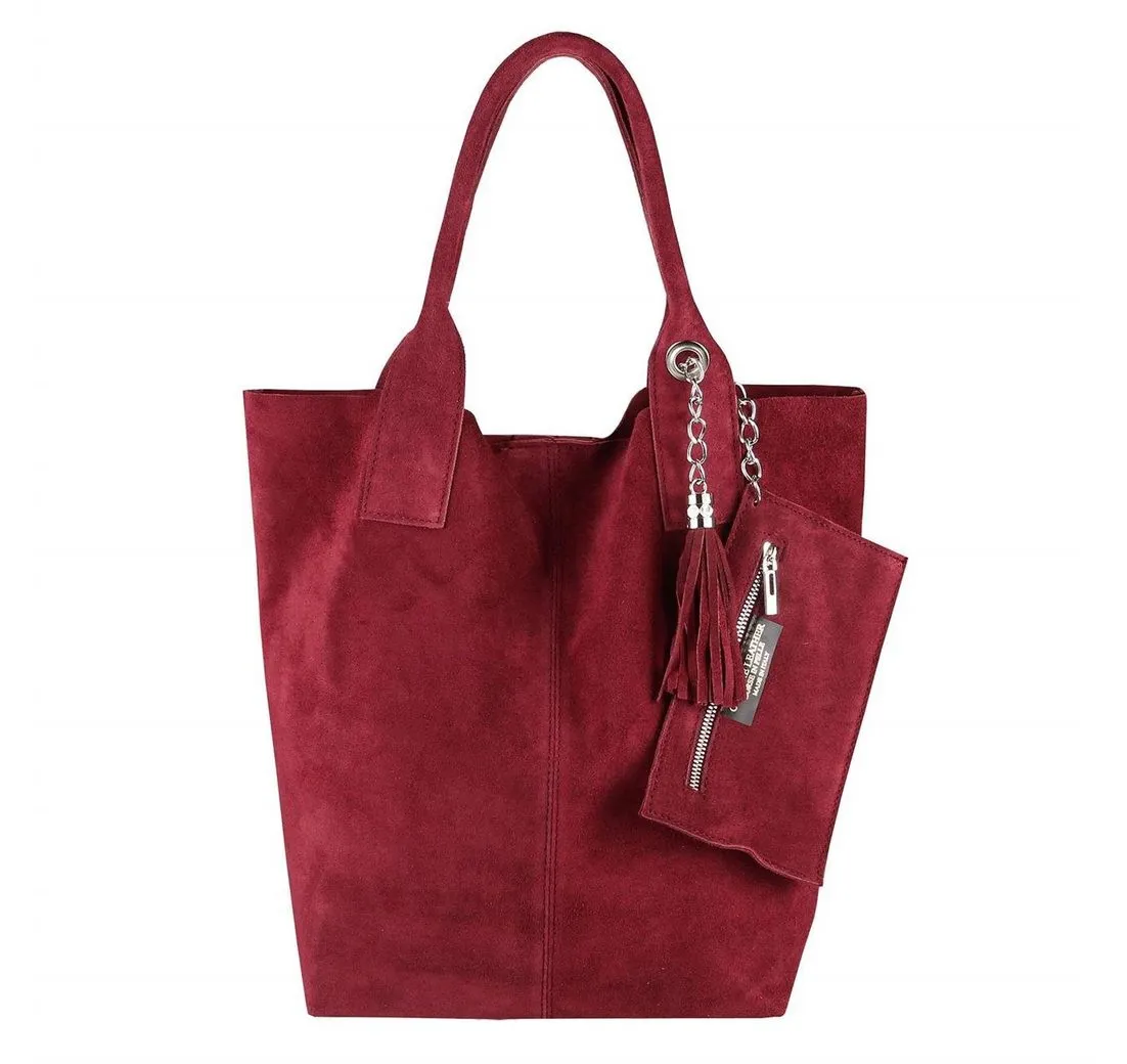 ITALYSHOP24 Schultertasche Made in Italy Damen Leder Shopper Schultertasche, ein Leichtgewicht, als Handtasche, Henkeltasche tragbar