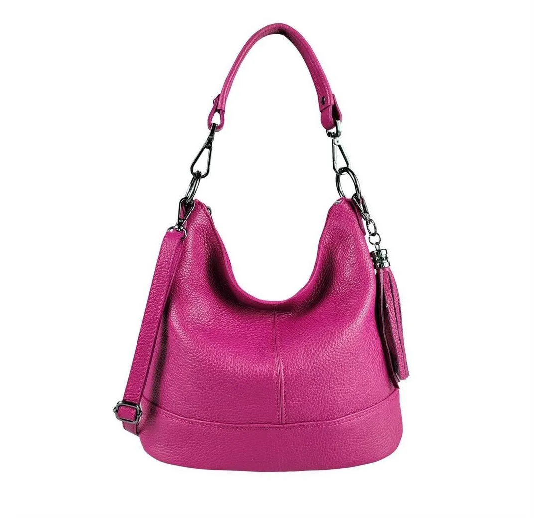 ITALYSHOP24 Schultertasche Made in Italy Damen Leder Tasche Shopper, als Handtasche, CrossOver, Umhängetasche tragbar