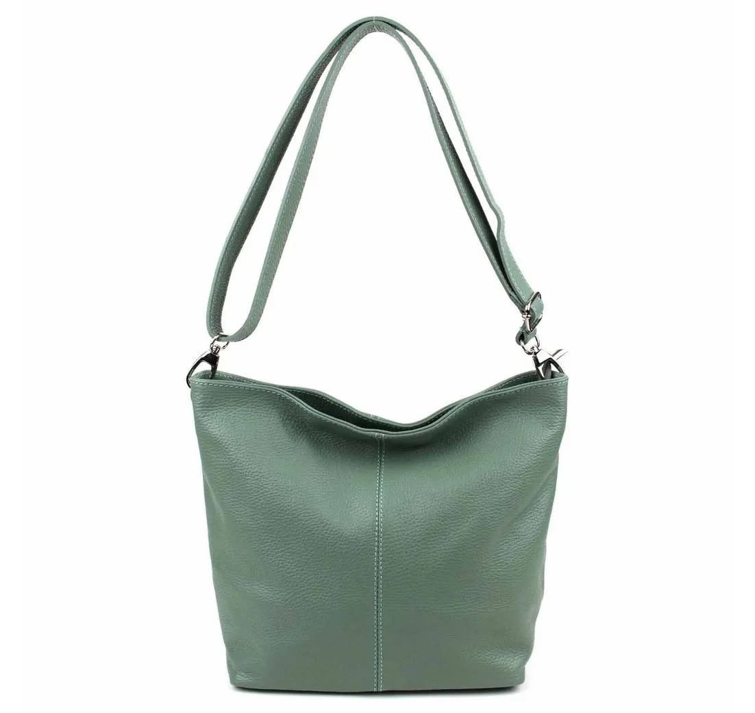 ITALYSHOP24 Schultertasche MADE IN ITALY Damen Leder Tasche Shopper Umhängetasche Cross Over Body, Brusttasche Bag große 3xFach geteiltes Hauptfach Freizeit Abend