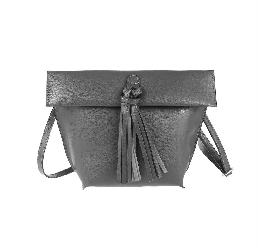 ITALYSHOP24 Schultertasche Made in Italy Damen Leder Tasche Cross Body Over Bag Umhängetasche, mit Fransen, lecht & händlich, hochwertig, kräftiges echtes Leder
