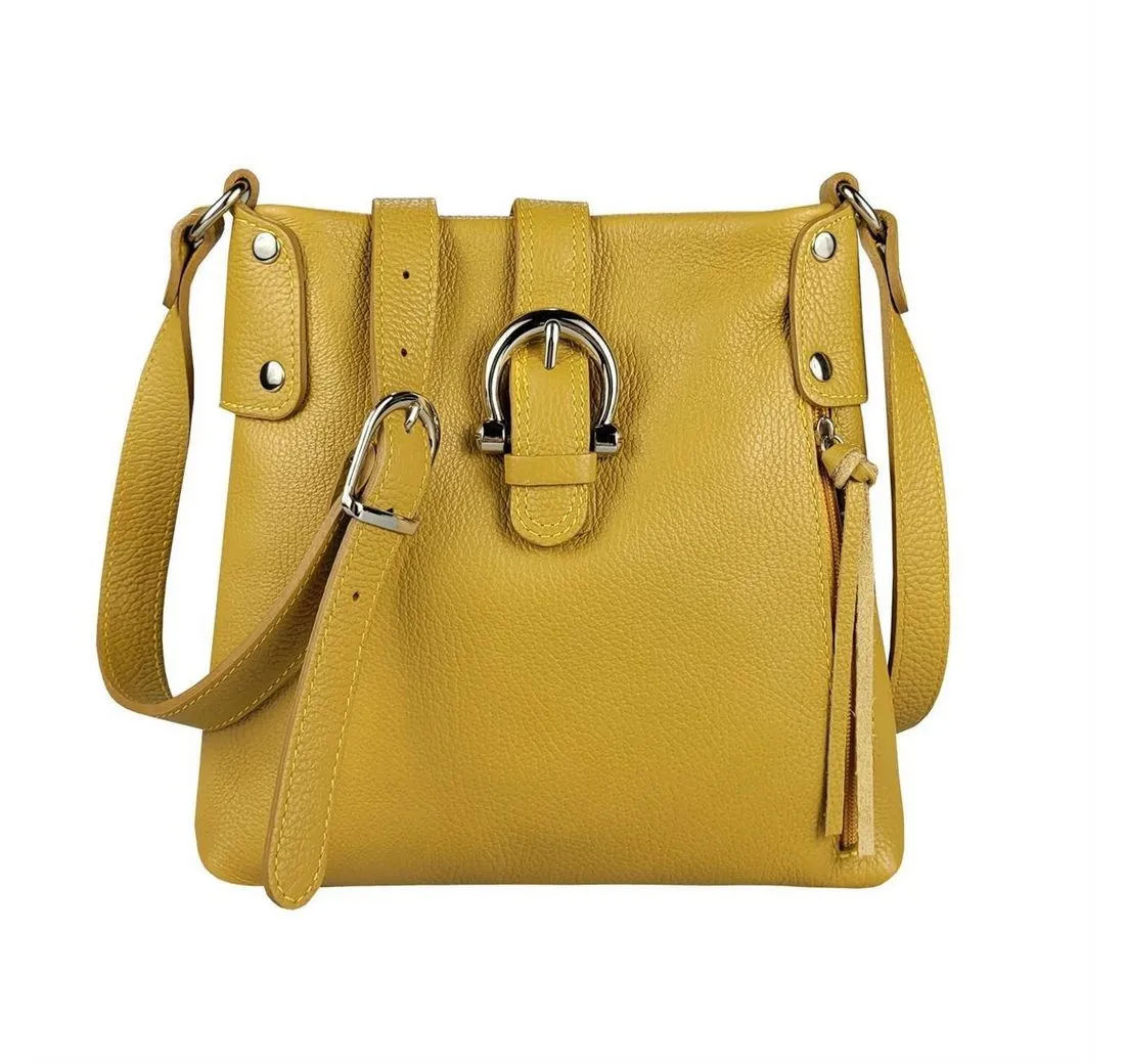 ITALYSHOP24 Schultertasche Made in Italy Damen Leder Tasche CrossOver, als Schultertasche, CrossBody, Umhängetasche tragbar