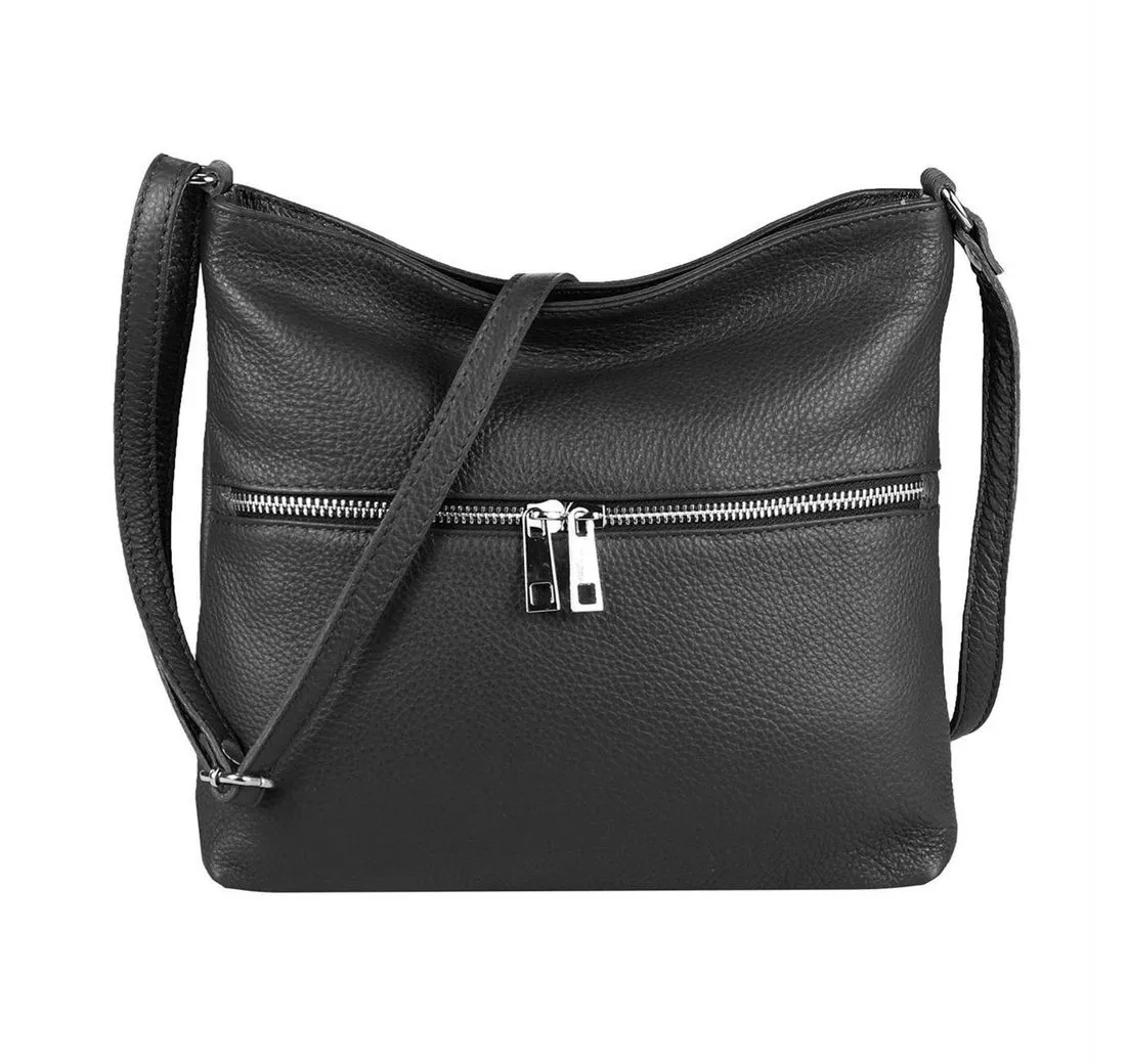 Italyshop24 Schultertasche Made in Italy Damen Leder Tasche CrossOver, als Handtasche, Umhängetasche, Shopper tragbar