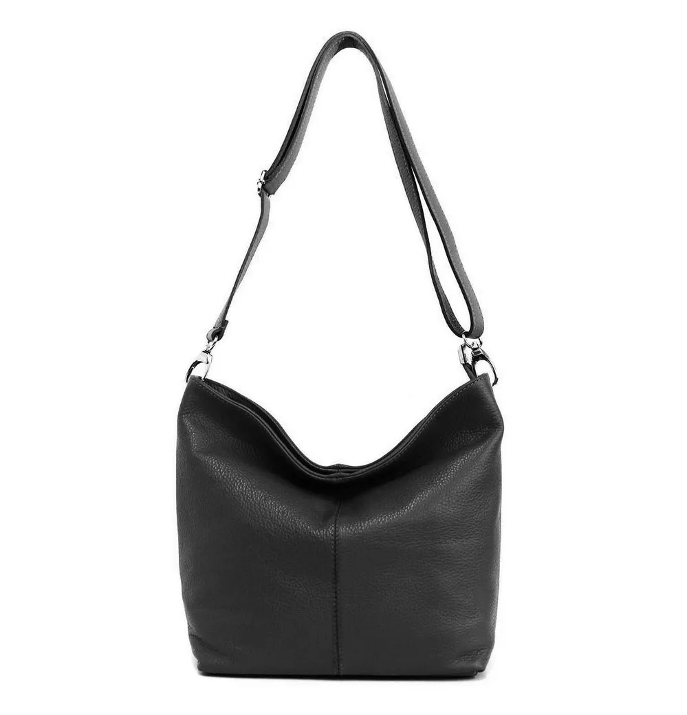 ITALYSHOP24 Schultertasche MADE IN ITALY Damen Leder Tasche Shopper Umhängetasche Cross Over Body, Brusttasche Bag große 3xFach geteiltes Hauptfach Freizeit Abend