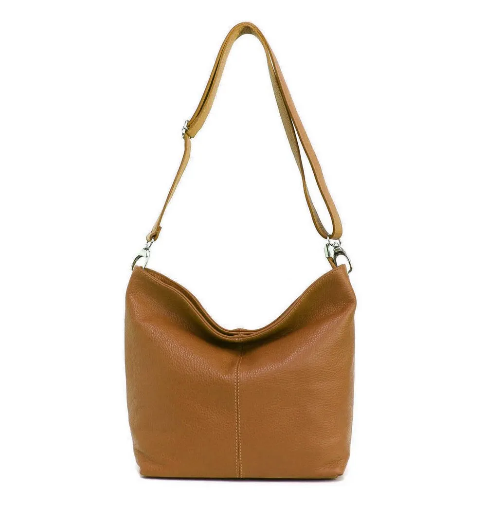 ITALYSHOP24 Schultertasche MADE IN ITALY Damen Leder Tasche Shopper Umhängetasche Cross Over Body, Brusttasche Bag große 3xFach geteiltes Hauptfach Freizeit Abend Urlaub