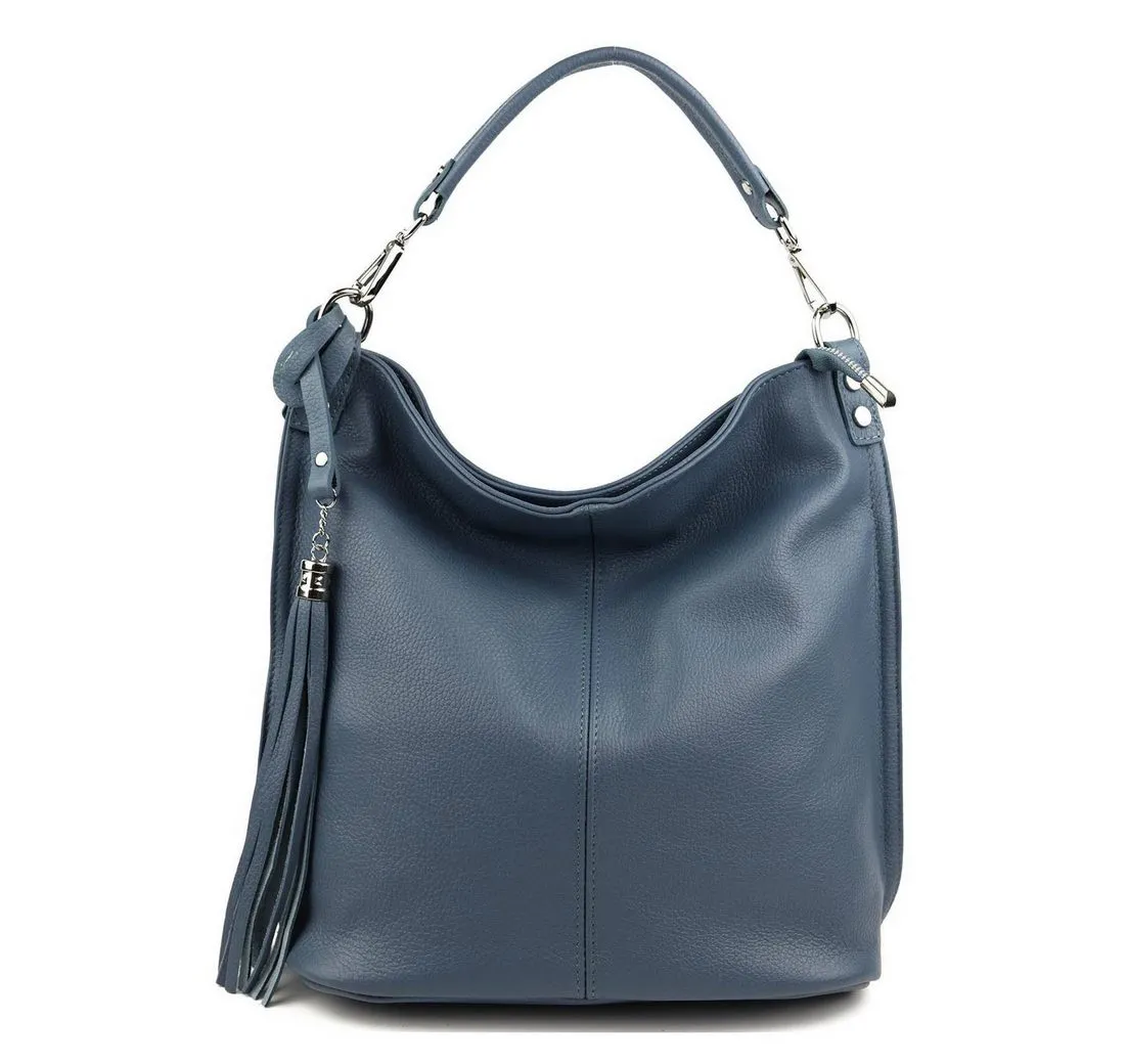 ITALYSHOP24 Schultertasche MADE IN ITALY XL Damen Nappa Leder Handtasche Shopper Umhängetasche, große 3xFach geteiltes Hauptfach, Freizeit Abend Reise Sport Urlaub