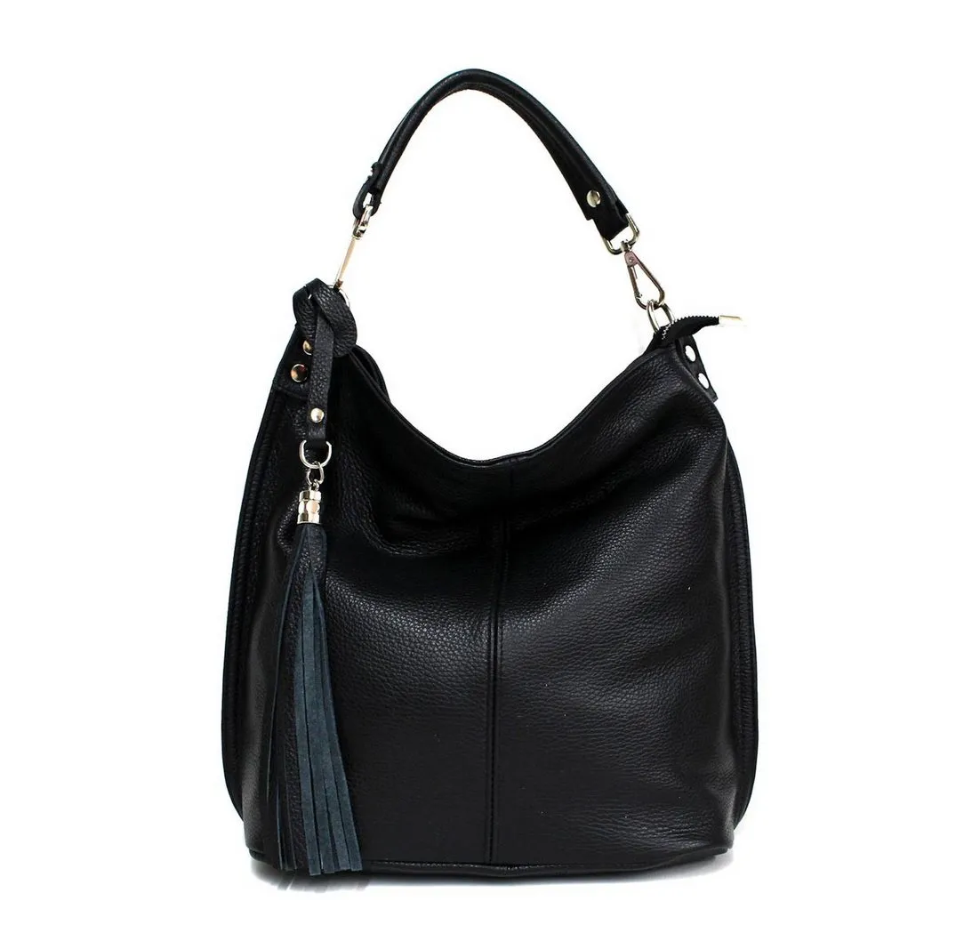ITALYSHOP24 Schultertasche MADE IN ITALY XL Damen Nappa Leder Handtasche Shopper Umhängetasche, große 3xFach geteiltes Hauptfach, Freizeit Abend Reise Sport Urlaub