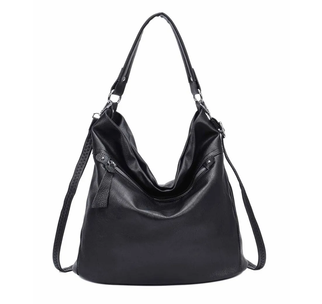 ITALYSHOP24 Schultertasche XL Damen Tasche Shopper Hobo-Bag Schultertasche, ein Leichtgewicht, als Handtasche, Henkeltasche tragbar