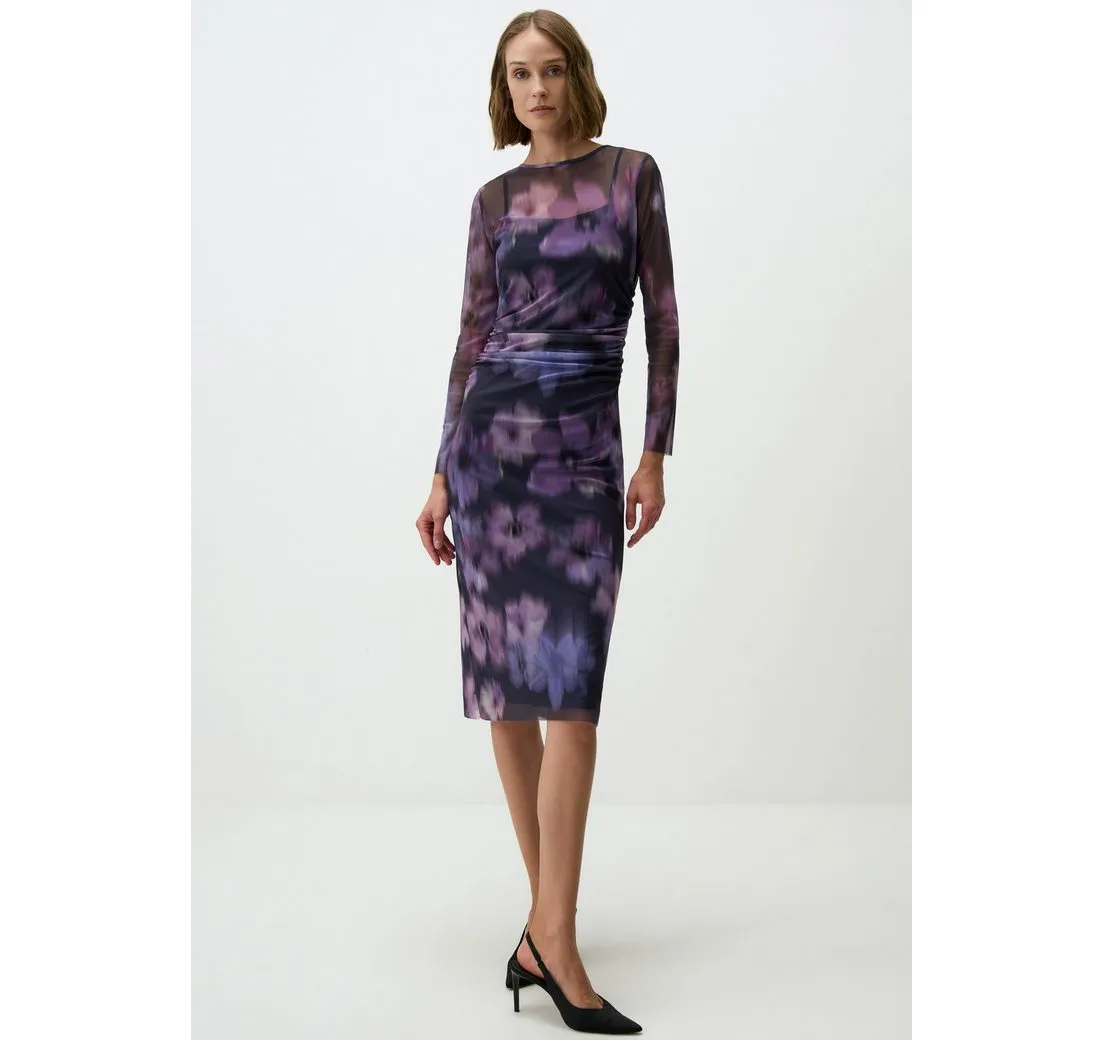 JIMMY KEY Minikleid Lila Figurbetontes Kleid Aus Netzstoff Mit Blumenmuster