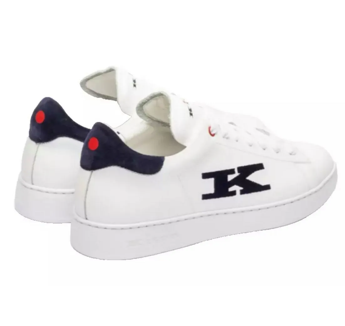 KITON K-Logo Kalbsleder Schuhe Sneaker Kontrastierender Wildlederabsatz, Lederfutter, Innensohle aus Leder