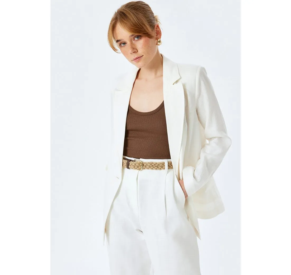 KOTON Jackenblazer Oversize Leinen Jackenblazer