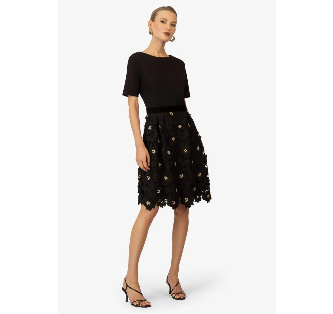 KRAIMOD Cocktailkleid mit Samttaille und 3D-Blütenspitze