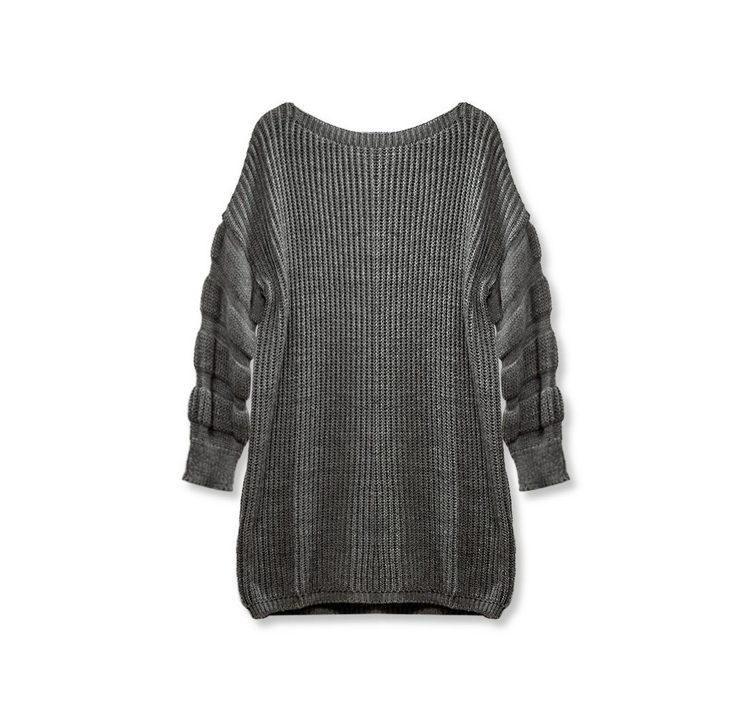 LAMARTA Stillpullover Damen Longpullover Oversize Strick – Grau,Warm & Bequem