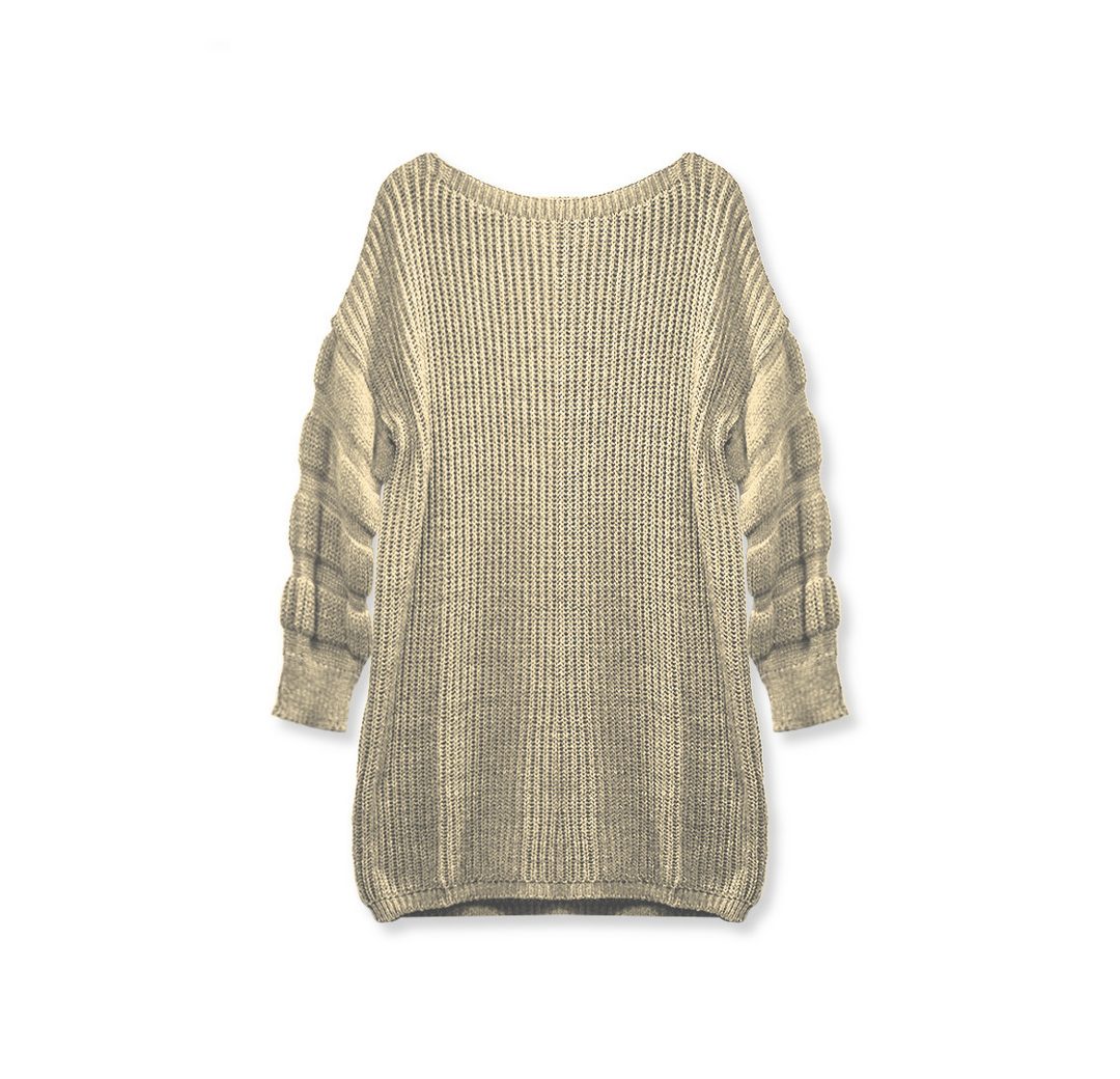 LAMARTA Stillpullover Damen Longpullover Oversize Strick – Offwhite, Warm & Bequem