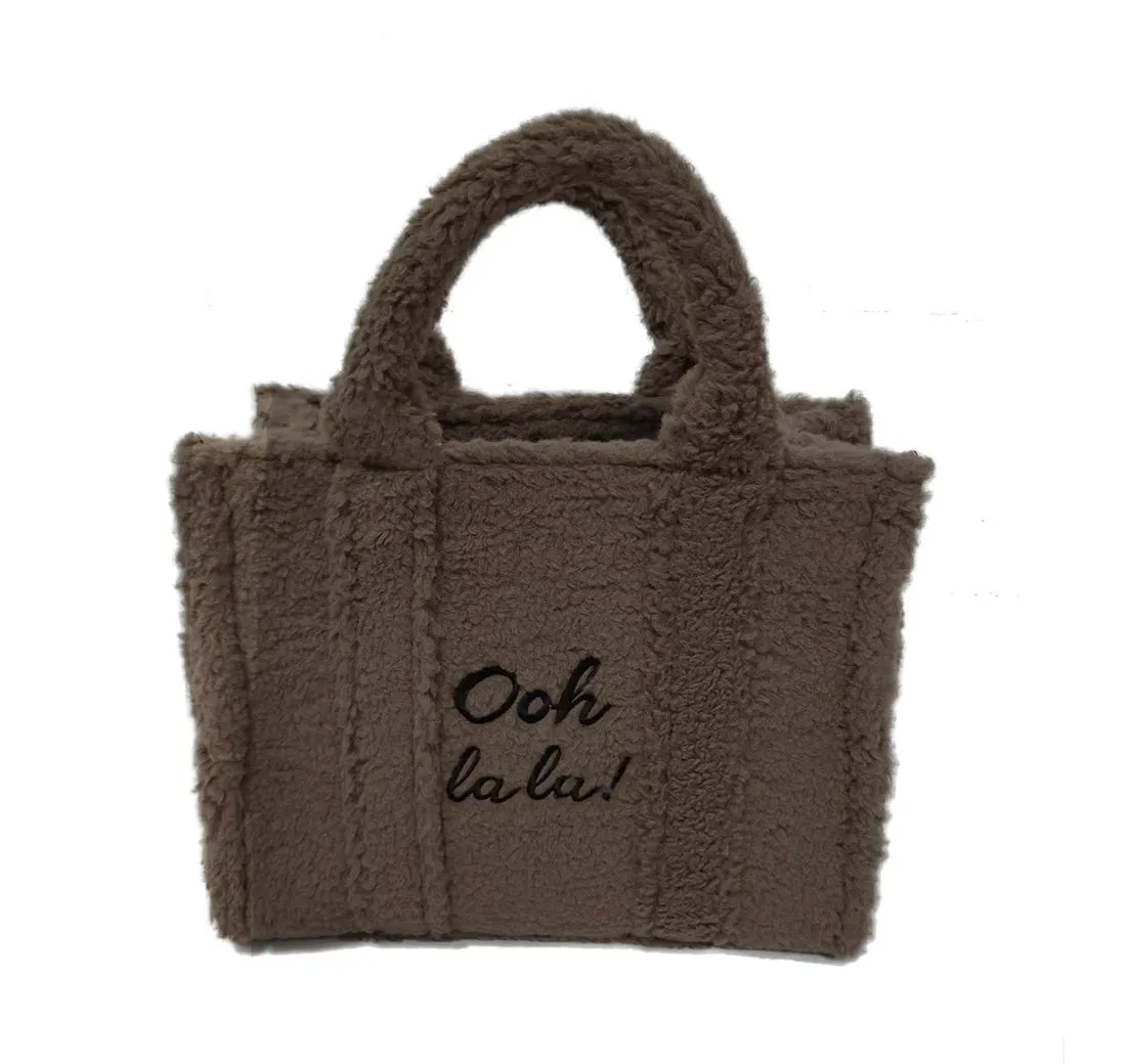 Lara Laurén Handtasche moderner Shopper mit Magnetverschluss, elegante Umhängetasche aus Kunstfell