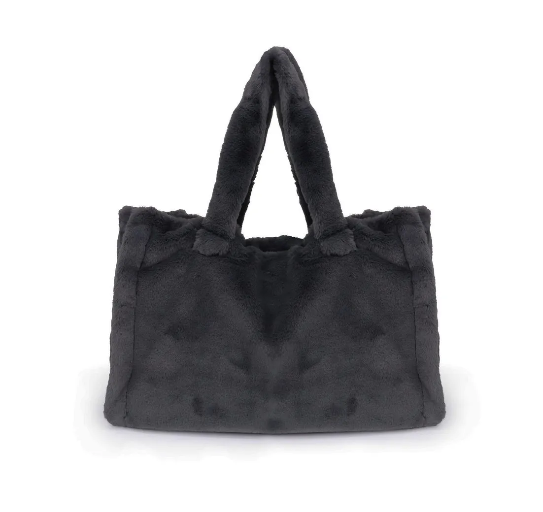 Lara Laurén Handtasche Plüsch Umhängetasche, Shopper mit Innenfach, flauschige Tote Bag mit Magnetverschluss