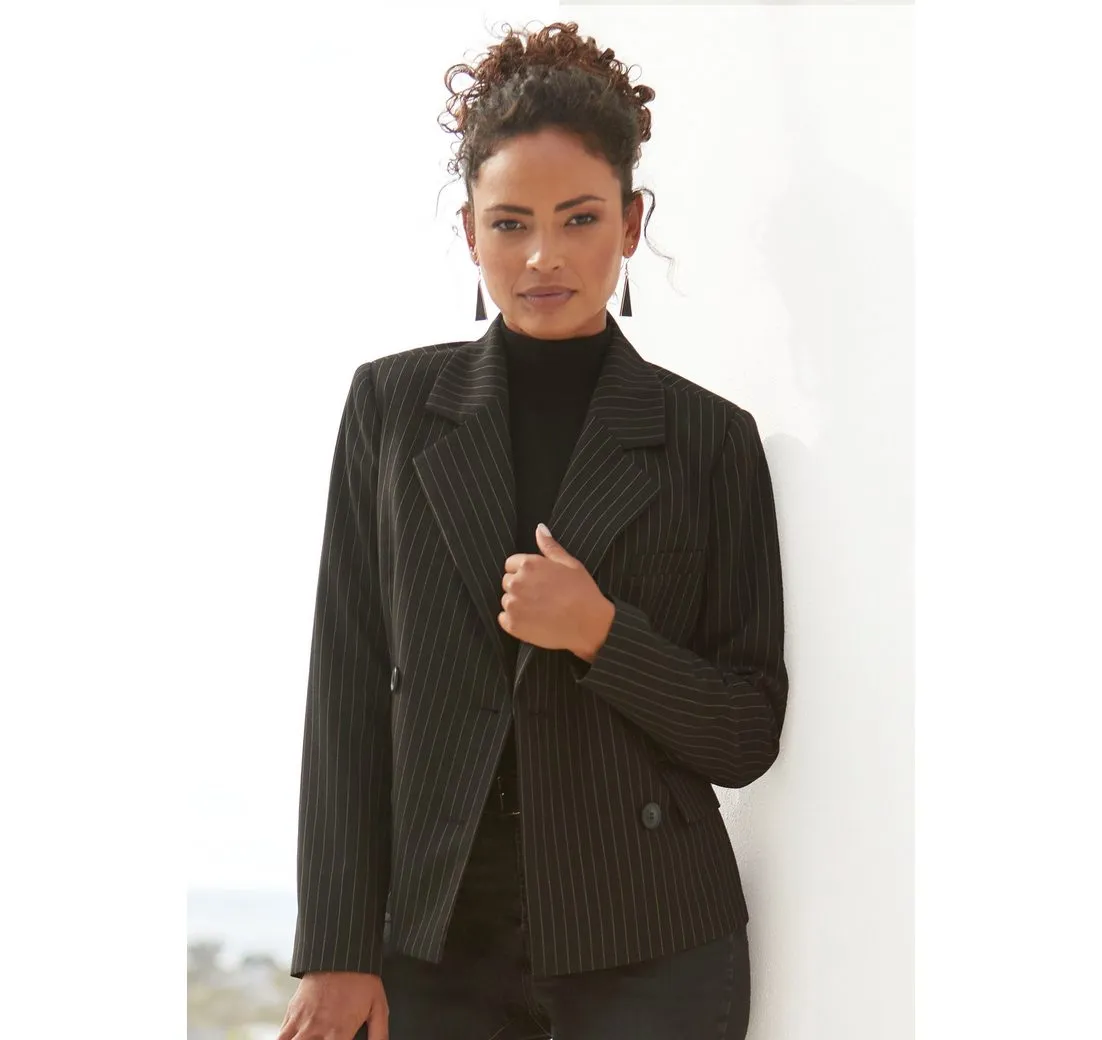 LASCANA Kurzblazer mit doppelreihigem Knopfverschluss, Damenblazer, sportlich-elegant