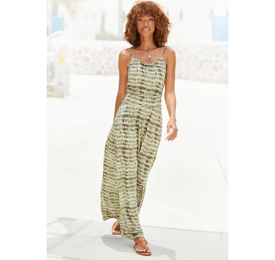 LASCANA Maxikleid mit Rüschendetails und Gummi in der Taille, Sommerkleid, Strandkleid