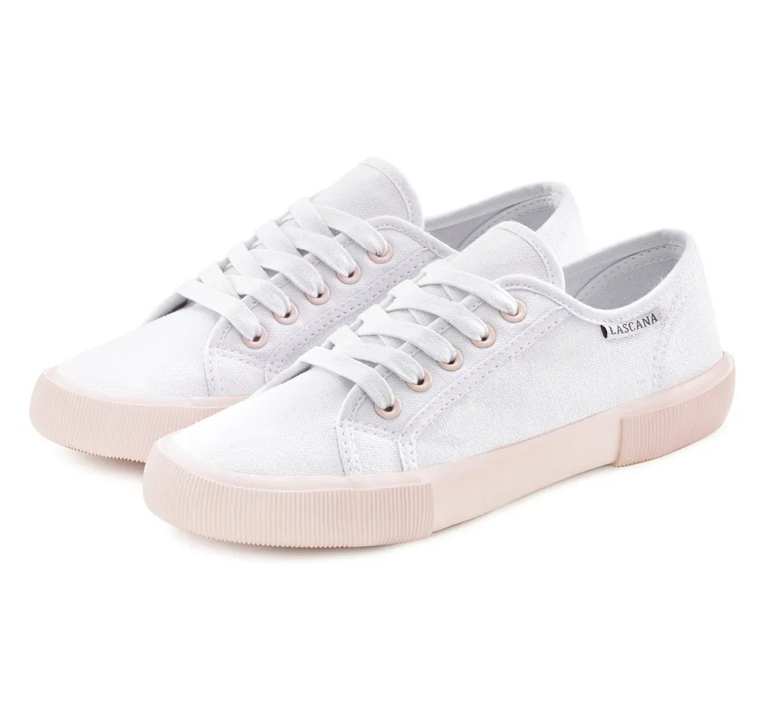 LASCANA Sneaker Halbschuh,Schnürhalbschuh,Freizeitschuh, farblich abgesetzte Sohle
