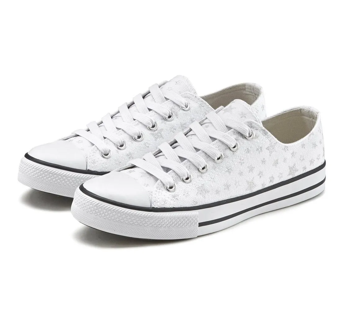 LASCANA Sneaker mit Sternenprint in Glitzer-Optik, Freizeitschuh, Schnürhalbschuh