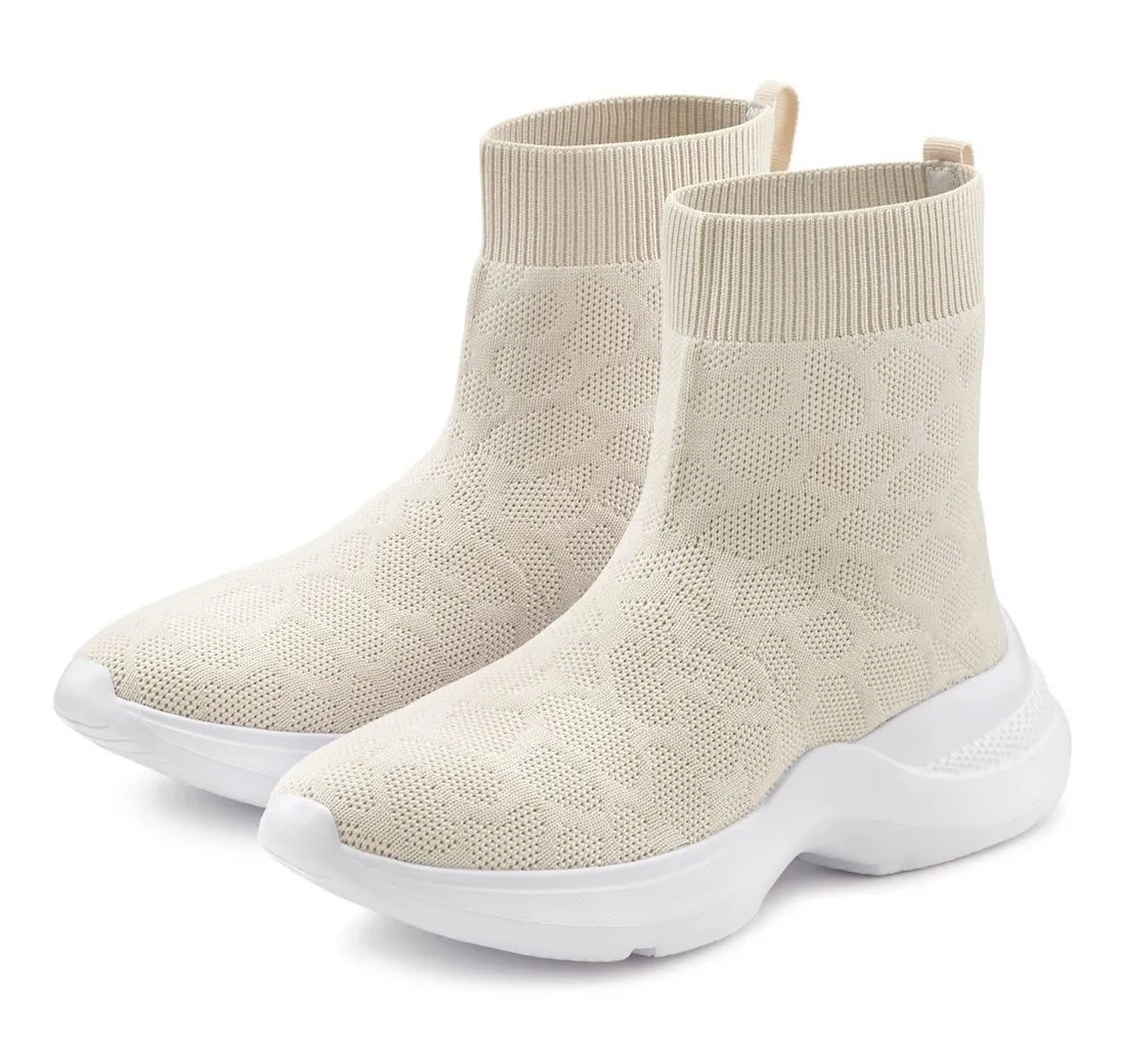 LASCANA Sock Boot, Sneaker elastisches Material, Slipper, Boot, Freizeitschuhe, High Top VEGAN