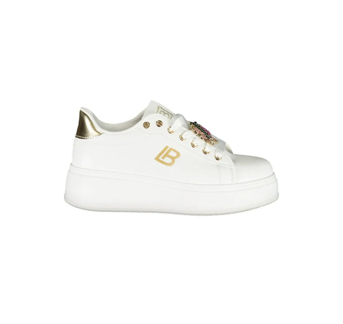 LAURA BIAGIOTTI Sneaker Damen-Sportschuh Weiß aus Leder mit Strass und 4