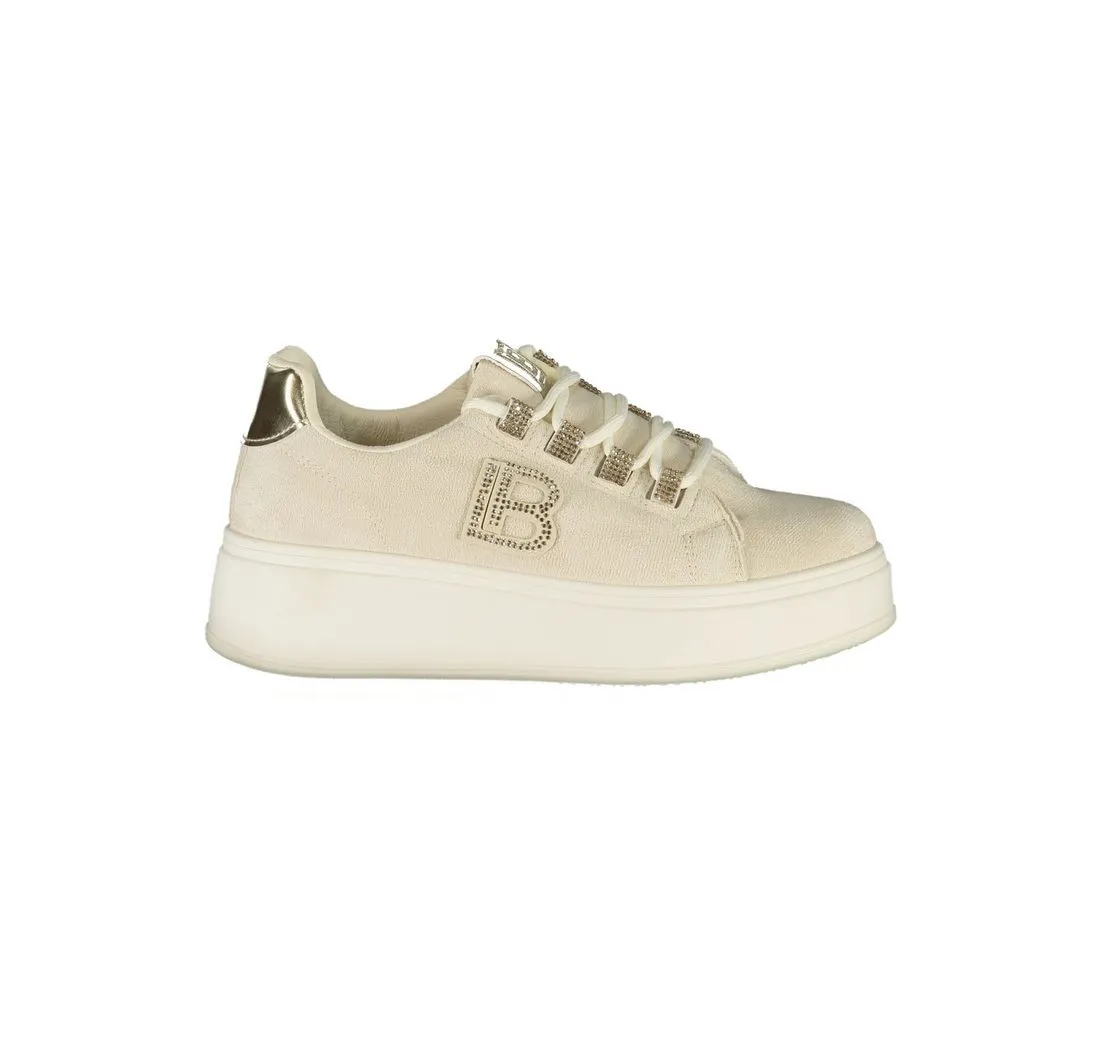 LAURA BIAGIOTTI Sneaker Eleganter Damensportschuh Beige mit Strass &