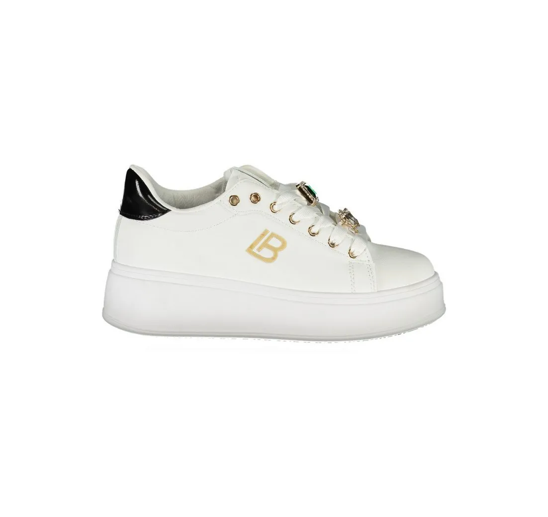 LAURA BIAGIOTTI Sneaker Weiße Damensneaker mit Keilabsatz & Strasssteinen