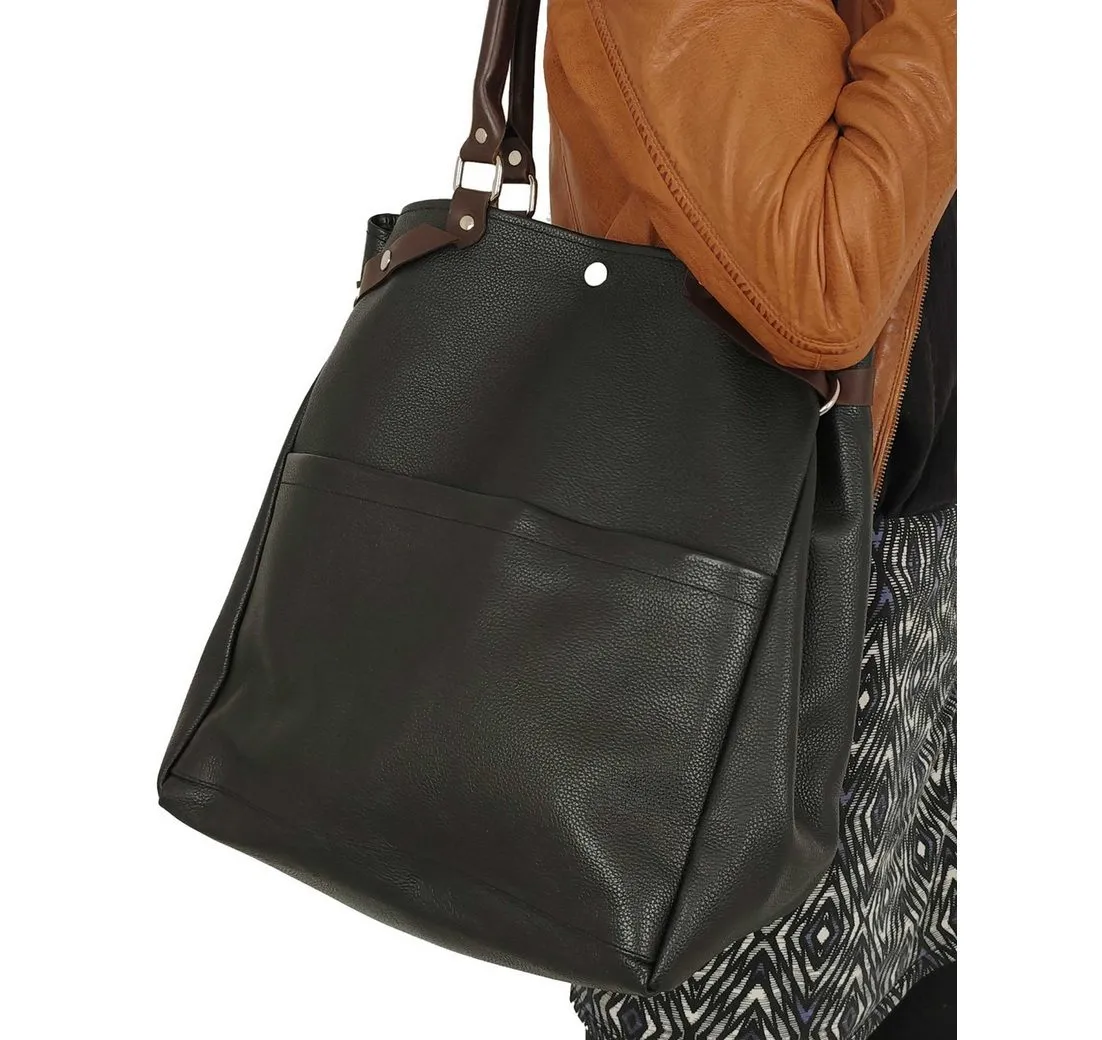 Lederjacken24 Handtasche Palace small, Damen Lederhandtasche Shopper Rindnappa schwarz