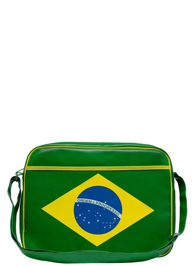 LOGOSHIRT Schultertasche Brazil - ordem e progresso, mit Ordem e progresso-Frontprint
