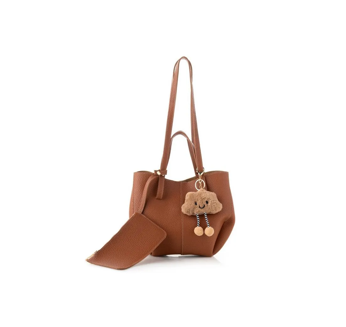 lucky bees Schultertasche 1274 - Tan 100% Polyvinyl-Leder (Packung, 1-tlg., 13/22/28), Polyvinyl-Leder