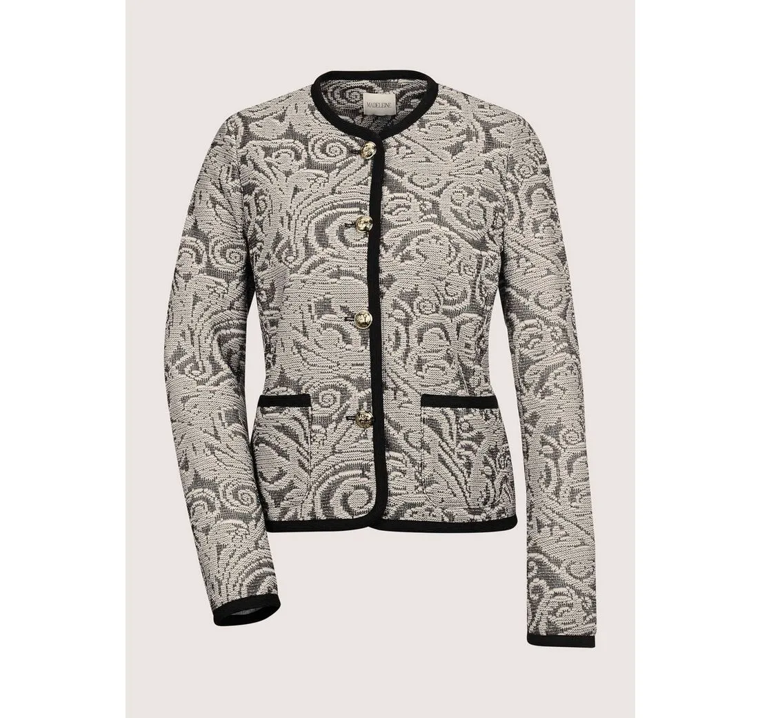 MADELEINE Kurzblazer Kragenloser Kurzblazer im Couture-Style