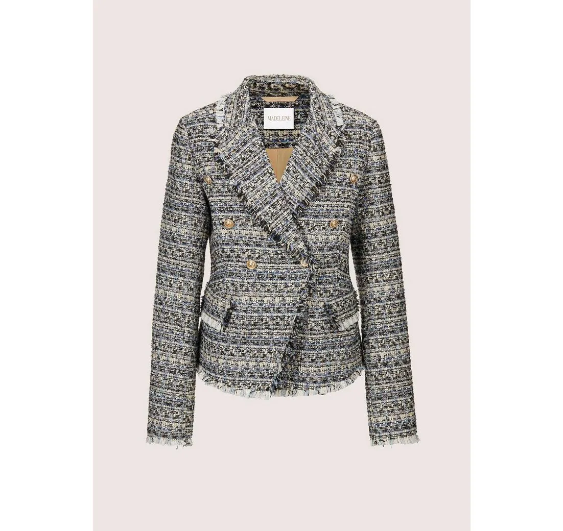 MADELEINE Kurzblazer Kurzer Tweed-Blazer mit Fransen